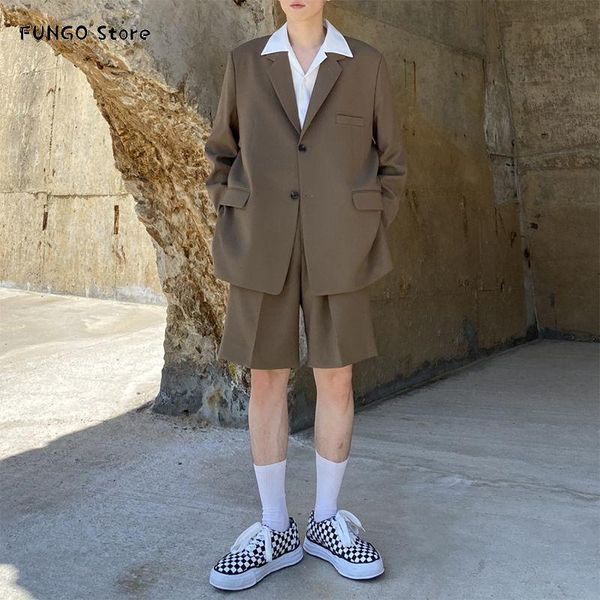 

suit men's fashion solid color business casual men streetwear wild loose korean shorts dress mens summer m-xl suits & blazers, White;black