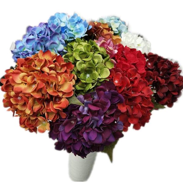 Europäische gefälschte einzelne 18 cm Kopf Hortensie Blumenzweig Simulation Ölgemälde Hortensien Stiel für Hochzeit Zuhause dekorative künstliche Blumen 20 Farben