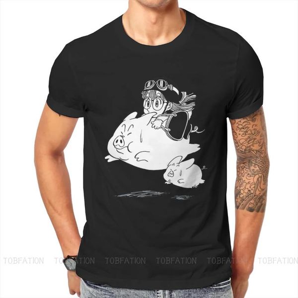 

men's t-shirts pigs tshirt for male dr slump arale pengin senbei manga clothing fashion t shirt soft print loose, White;black