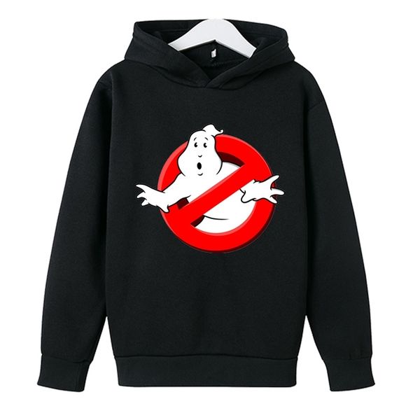 

4-14 years ghostbusters boys hoodies cotton hoody video tv kids hoodie girls long sleeve children clothes 210911, Black