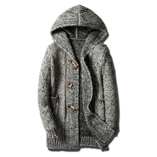 

men's sweaters cardigan hooded fashion male long men solid casual knit coat, White;black