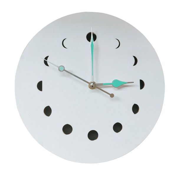 

living room silent wooden moon office home decor pointer round battery powered wall clock bedroom hanging el luminous quartz clocks