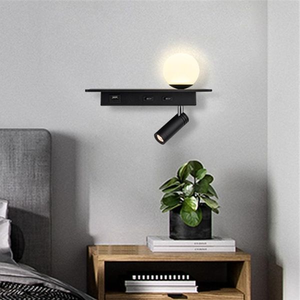

wall lamp usb mobile phone charging bedroom living room bedside reading nordic minimalist modern el engineering