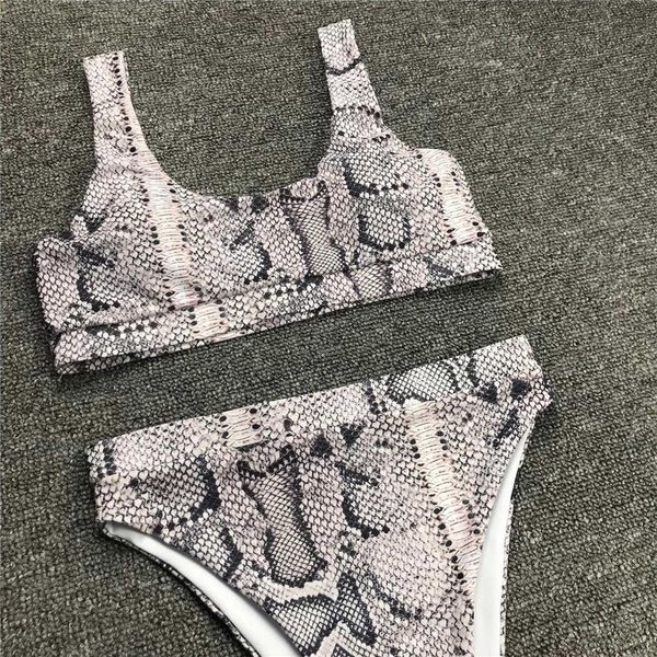 

new snake printed swimsuit high waist bikini women swimwear two-pieces bikini set 2021 bather high waist bathing suit swim k1556