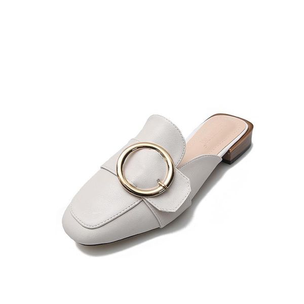 

slippers lazada round buckle square toe women's, Black