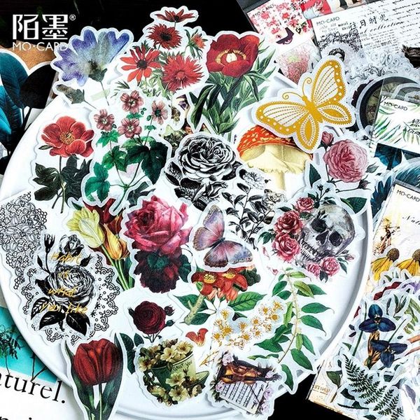 

gift wrap 60 pcs/lot vintage plant flower washi decoration paper sticker package diy diary scrapbooking