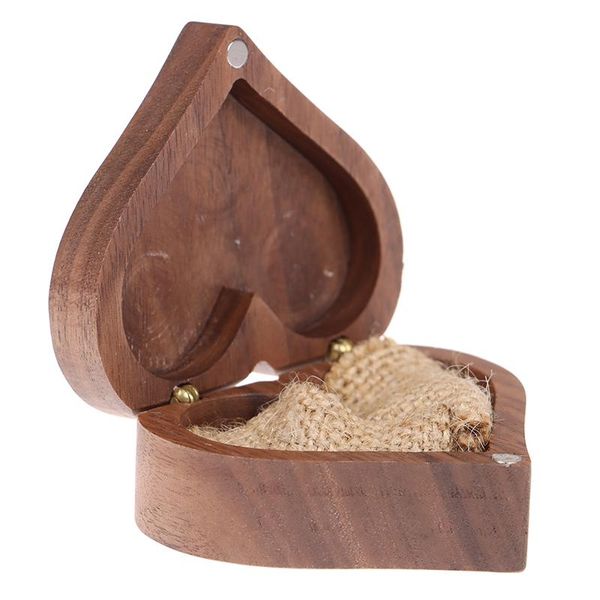 

gift wrap 1pcs universal wood rings jewelry organizer display travel case portable storage heart/square shape box walnut packaging