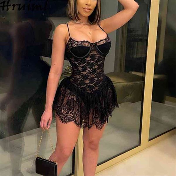 

wholesale item lace dress black sleeveless high waist sling backless mini summer party club night women fashion 210513, Black;gray