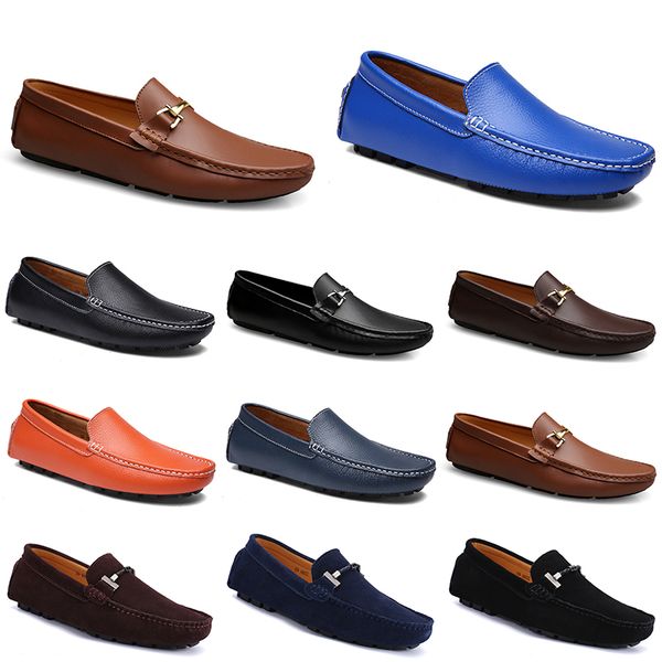 

leathers doudous men casual drivings shoes breathable soft sole light tans black navys whites blue silver yellows grey footwear all-match ou