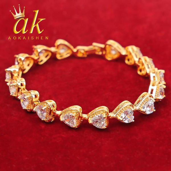 

link, chain heart bracelet copper gold color rock women jewelry, Black