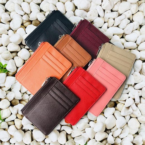 

card holders men cards pu leather 6 slot ultra-thin lichee pattern wallet fashion durable wallets holder cover unisex, Brown;gray