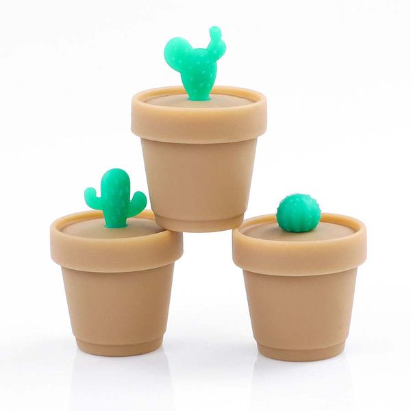 dab bubbler rigs jars Vaso in silicone di piccola capacità Contenitore per cactus da 5 ml Contenitore marrone chiaro adorabile mini coperchio