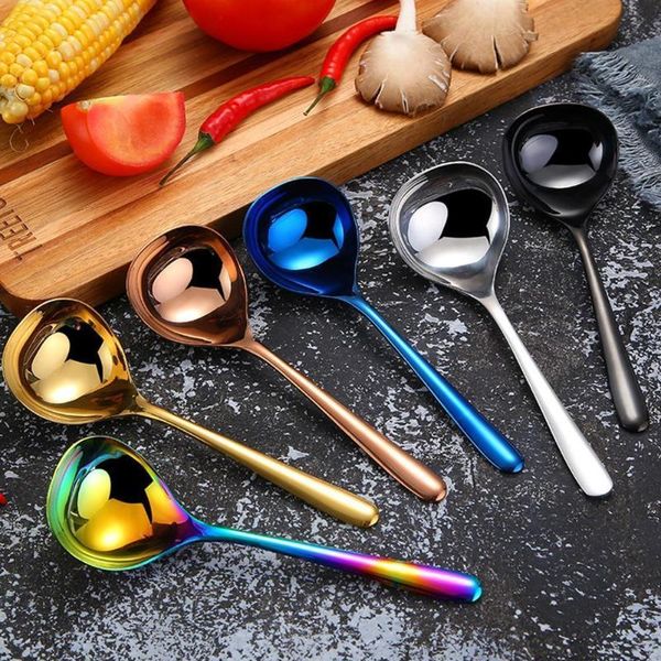 

spoons 2021 1 pcs 304 steel spoon family soup cooking kitchen j4y2