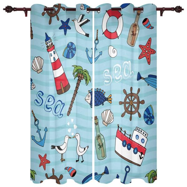 

curtain & drapes sea lighthouse cruise ship seagull window curtains home decor living room bedroom kitchen door