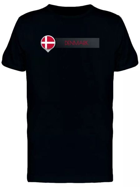 

cool map point denmark flag men's tee -image by shutterstock, White;black