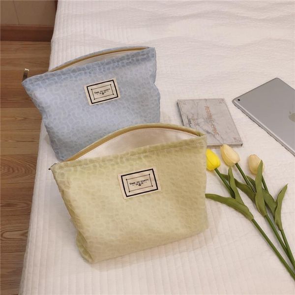 

cosmetic bags & cases pure color makeup bag women wrinkled pouch cotton fabric floral zipper for make up organizer beauty case clutches