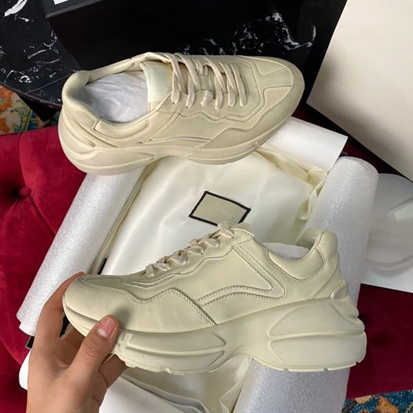 

women sneaker rhyton sneakers men vintage shoe leather platform shoes casual sneaker trainer printing old dad mouth red apple size with box, Black