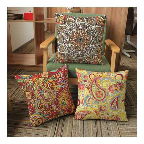 

cushion/decorative pillow purple mandala decorative cushion cover sofa home decor thailand buddism throw cotton linen case 45cm