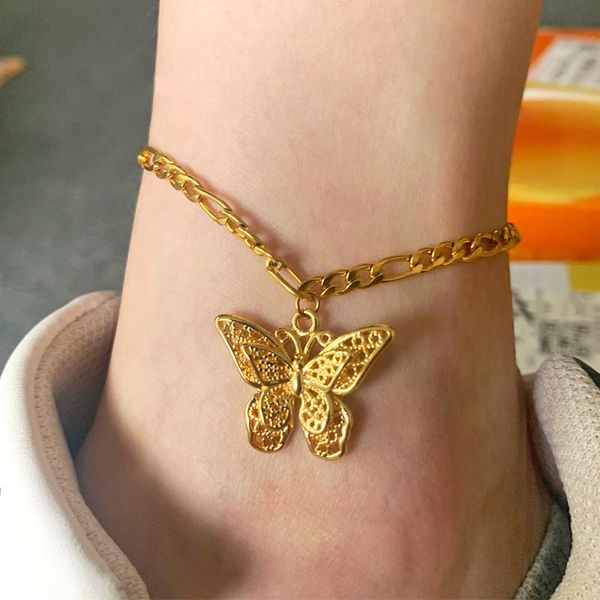 

anklets bohemian cute butterfly animal statement anklet for women gold color clavicle chain 2021 fashion female jewelry gifts, Red;blue