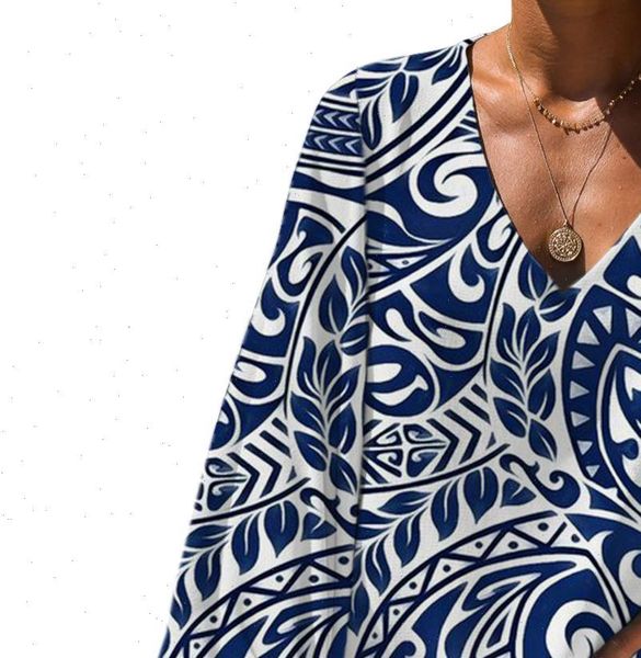 

plus size polynesian traditional women shirts tribal fashion long sleeve chiffon loose female, White