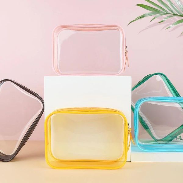 

storage bags waterproof cosmetic bag colorful transparent pvc makeup travel portable creative deskorganizer