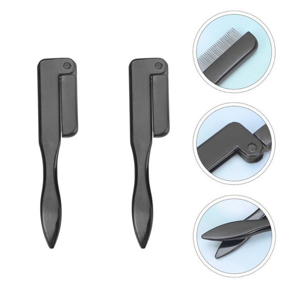 

hair brushes 2pcs stainless steel combs professional folding eyelash, Silver