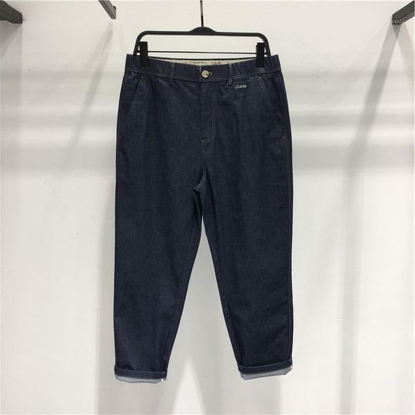 

men's jeans 2021 summer korean style cropped pants blue loose straight casual