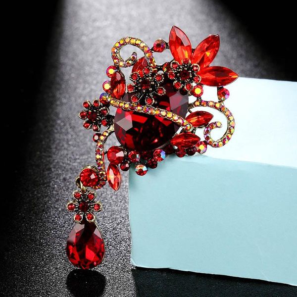 

pins, brooches zlxgirl fashion colorful crystal flower brooch jewelry for wedding women's hijab pins gift women kid bag clothes accesso, Gray