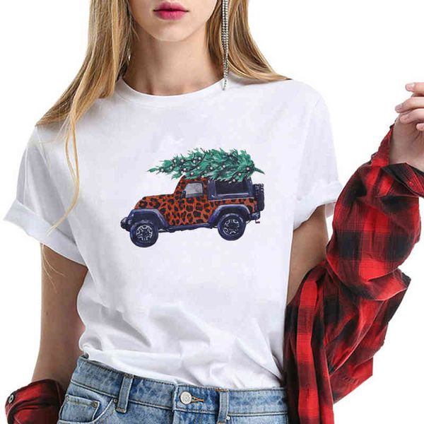 

leopard leafe painting car graphic tee casual funny harajuku hipster tee harajuku retro style 70s fashion women t-shirt 210518, White