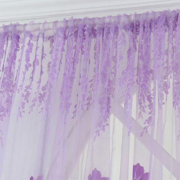 

curtain & drapes window curtains 1m*2m sheer voile tulle for bedroom living room balcony printed tulip pattern sun-shading