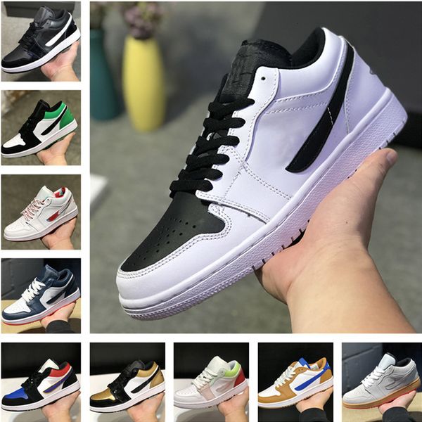 

mens 1 basketball shoes jumpman low 1s women yellow banned bred chicago black toe court purple pine green unc sneakers size 36-45