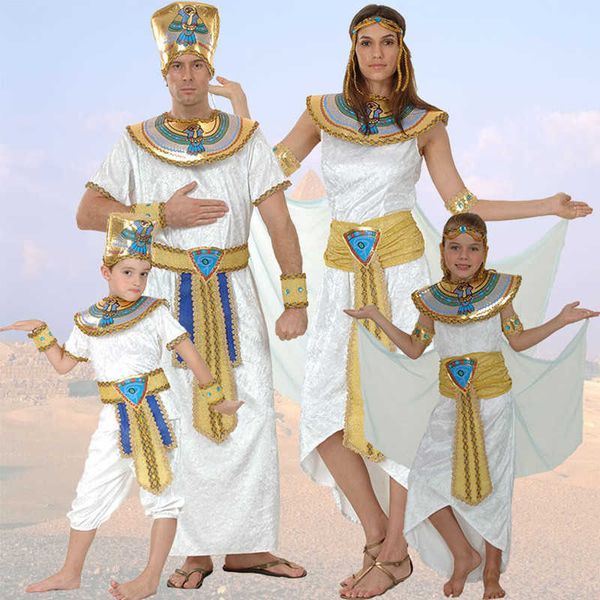 

umorden kids egypt nile pharaoh cleopatra costume for women men boys girls family halloween new year party fancy dress q0910, Blue