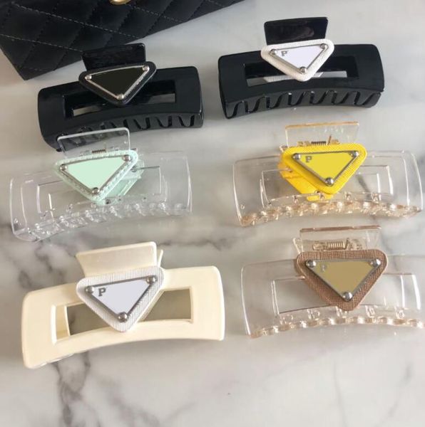 

luxury geometric letter clamps transparency women square hair clips large hairpin crab solid color claw clip for girl designer clear accesso, Slivery;golden