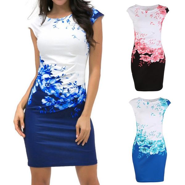 

summer office dress women's casual and comfortable sleeveless single print slim mini tight straight unbound om dresses, Black;gray