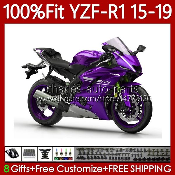 OEM-Verkleidungen für Yamaha YZF-R1 YZF R 1 1000CC YZF1000 2015 2016 2017 2018 2019 Karosserie 104No.95 YZF R1 Gloss Purple 1000 C 15-19 YZF-1000 YZFR1 15 16 17 18 19 Einspritzkörper