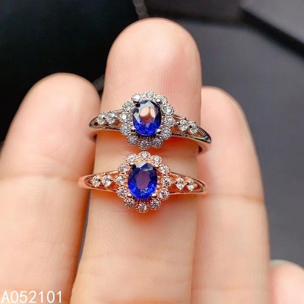 

cluster rings kjjeaxcmy fine jewelry s925 sterling silver inlaid natural sapphire girl lovely gemstone ring support test chinese style, Golden;silver