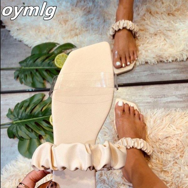 

women's slippers 2021 fashion ladies transparent flip flops female flats anti slip beach footwear square toe comfort, Black
