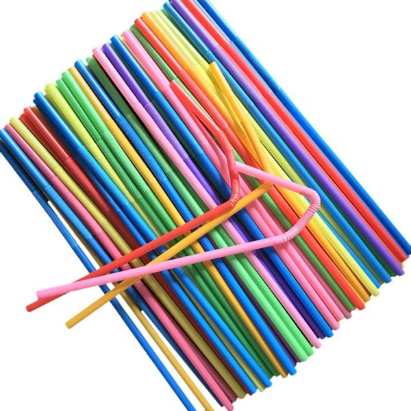 

packaging dinner service 100pcs bright colorful plastic bendable drinking straws disposable beverage wedding decor mixed colors party suppli