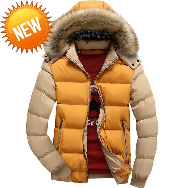 

national men down jacket winter detachable hat casual thickened doudoune homme men's handsome youth hooded coat, Black