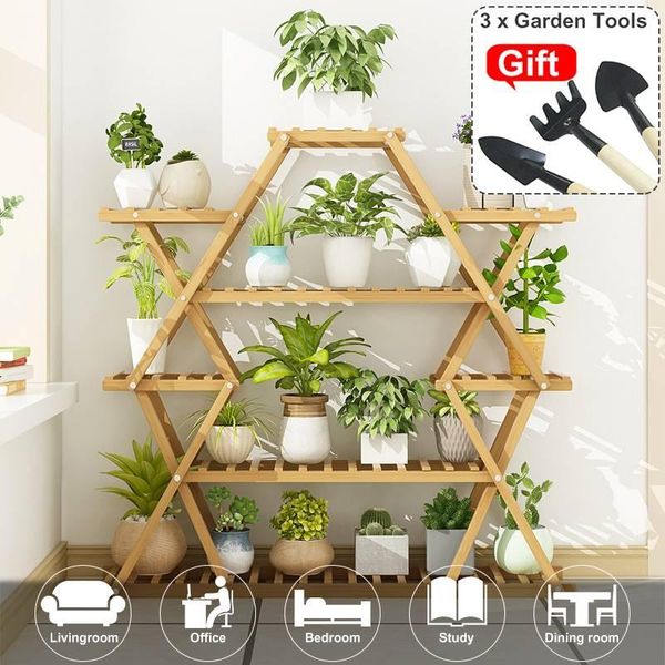 

hooks & rails 3 tier wooden plant stand flower rack bonsai display shelf holder garden balcony patio stands home storage shelves