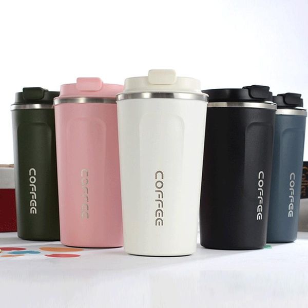 

water bottles casual portable accompanying mug couple coffee with flip cover outdoor cup