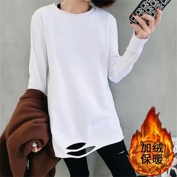 

s-2xl oversize white t shirt women long sleeve s spring o neck tee korean style t- cotton tshirt 210423