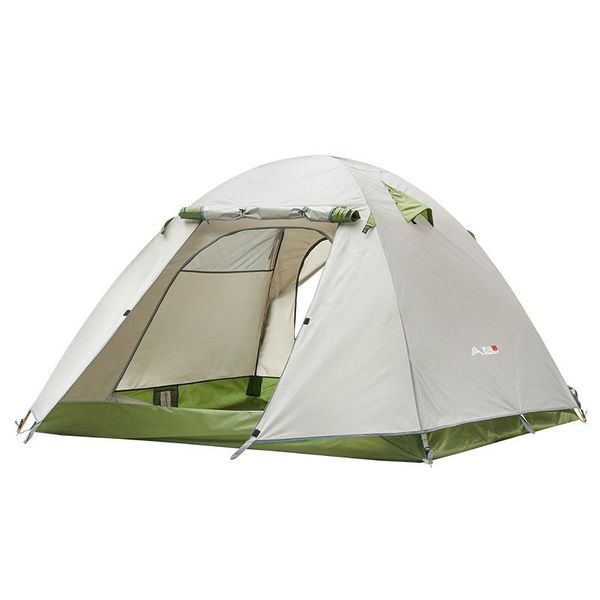 

tents and shelters outdoor 3-4 people double layer camping thickened rainstormproof beach sunscreen khaki green breathable travel tent pu300