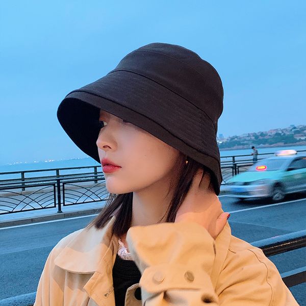

black plush fisherman's hat female autumn winter korean versatile brand bucket hat big head basin hat, Blue;gray