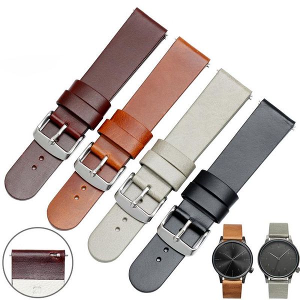 

watch bands beafiry quick release band 18mm 20mm 22mm genuine leather straps watchbands for men women belt brown black white, Black;brown
