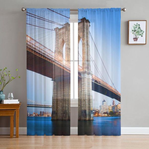 

curtain & drapes bridge seaside city bay building structure white tulle curtains for living room bedroom children decor sheer