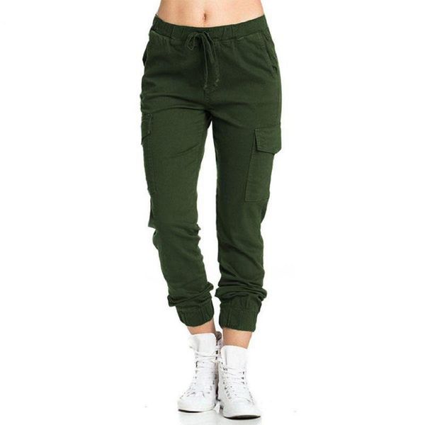 

women's pants & capris 11 colors cargo for women pocket elastic sweat overalls sweatpants large femme sports trousers 2021 autumn jogge, Black;white