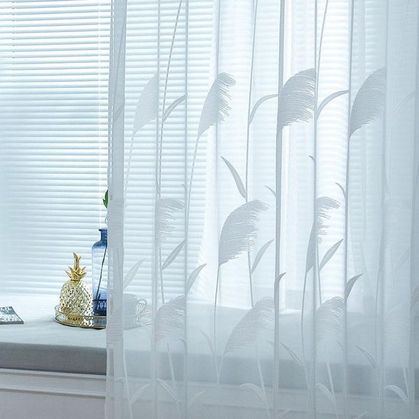 

modern white embroidered tulle curtains for living room reed floral sheer voile bedroom window treatment blinds curtain & drapes