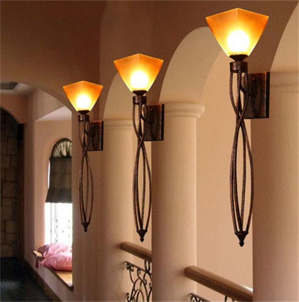 

wall lamps american retro glass led vintage tv background e27 lights cafe bar room aisle long sconces for home