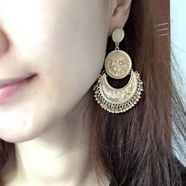 

dangle & chandelier boho beaded tassel earrings for women fashion ethnic jewelr antique gold color vintage flower carved multilayer long ear, Silver